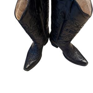 Black corral western boots . Tall top leather rodeo festival Urban cowgirl